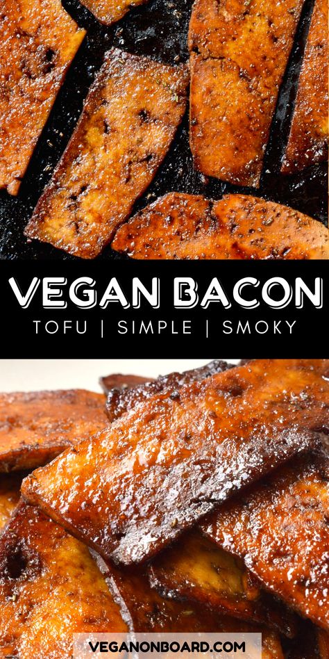 Satisfy your cravings with these mouth-watering slices of vegan bacon. These tofu strips are salty, smoky, chewy and boasting loads of that fried, umami flavour. Try this easy vegan tofu bacon recipe. Vegan Soulfood, Tofu Bacon, Recipes Tofu, Nora Cooks, Tofu Vegan, Tofu Recipes Vegan, Vegan Meat, Marinated Tofu, Vegan Bacon