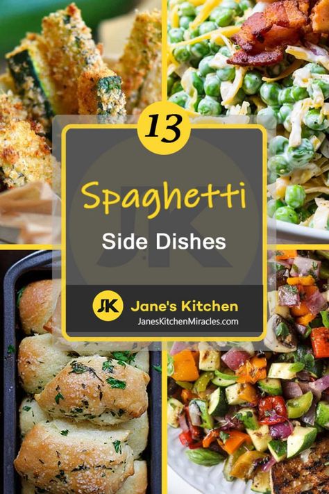 Picking side dishes for Spaghetti can be fun and provide a rich and fulfilling dinner. Check out this list of sides, and we promise you'll be full...and happy. #sidedish #sidedishes #sidedishrecipes #spaghetti #spaghettisidedishes #spaghetti recipes #recipes #spaghettiappetizers #spaghettisides #spaghettisidedishes #spaghettidessert Meat Side Dishes Dinners, Spaghetti Dinner Sides Dishes, Spaghetti Recipes With Vegetables, Side For Spaghetti Dinner, Sides With Spaghetti Meals, What Goes With Spaghetti Dinners, What Goes Good With Spaghetti, Spaghetti Meals Sides, Sides For Chicken Spaghetti