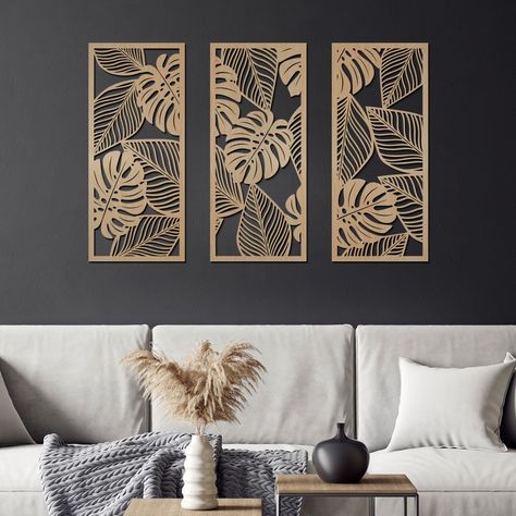 Monstera Wall, Decor Studio, Monstera Leaves, Leaf Wall, Wall Decor Design, Interior Wall Design, Wooden Wall Decor, Creative Wall, Wall Decor Set