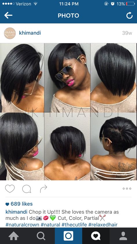 Short On One Side Long On The Other Hair, Asymmetrical Haircut Black Women, Nice Hair Cut, Natural Silk Press, Natural Hair Bob, Edgy Bob, Black Hair Short, Bob Blonde, Black Hair Short Cuts