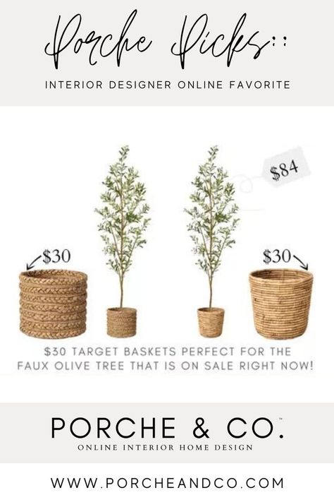 Shop our favorite Target basics that are perfect with our favorite faux olive tree. Selected by the interior designers at Porche & Co. Great home decor ideas. Planter | Faux Olive Tree | Planter Basket | Home Accessories #planter #homedecorideas Olive Tree Planter, Tree Home Decor, Tree Planters, Faux Olive Tree, Tree Home, Faux Tree, Amazon Home Decor, Round Basket, Curated Design