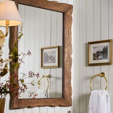 Wall Decor + Mirrors Shop - Magnolia Master Bath Mirror, Wall Decor Mirrors, Powder Room Mirror, Wall Niche, Big Mirror, Master Decor, French Cleat, Upstairs Bathrooms, Mirror Shop