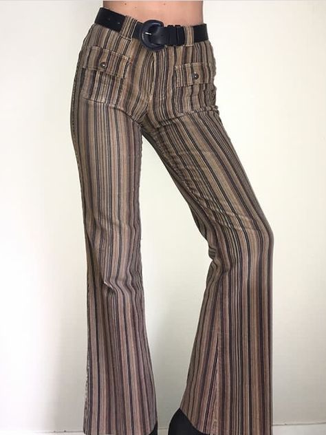 2023 Clothes, Hipster Dress, 70s Pants, Striped Flare Pants, Wardrobe Clothing, Outfits 70s, Rockstar Gf, Retro Pants, Cool Kids Clothes