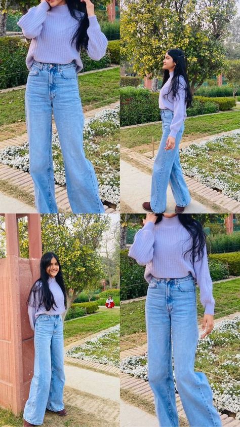 Jeans Pics Ideas, Girly Photography Poses In Jeans, Sweatshirt Poses Instagram, Pose For Western Outfit, Western Dresses Photo Poses, Poses For Baggy Clothes, Poses In Western Outfits, Poses For Western Outfit, Simple Poses For Pictures