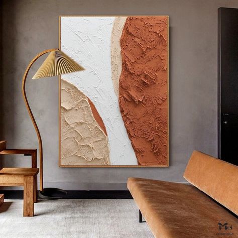 Original Abstract Painting Terracotta Texture Art Burnt Orange - Etsy Portugal Terracotta Texture, Painting Textured Walls, Minimalist Abstract Art, Orange Painting, Painting Minimalist, Bright Walls, Scandinavian Wall Art, Large Canvas Art, 3d Texture