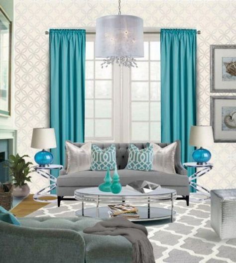 40 Beautiful Living Room Designs 2017 Teal Blue Living Room, Dreamy Living Room, Turquoise Living Room Decor, Living Room Turquoise, Teal Living Rooms, Teal Decor, Living Room Decor Colors, Casa Vintage, Living Room Accessories