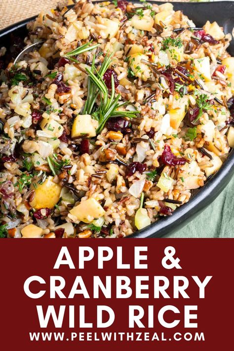 Cranberry Apple Pecan Wild Rice Pilaf, Wild Rice Cranberry Pilaf, Cranberry Rice Pilaf, Christmas Rice Side Dish, Christmas Rice Dishes, Thanksgiving Wild Rice Recipes, Prethanksgiving Meals, Rice For Thanksgiving, Rice Dressing Thanksgiving