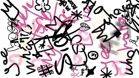 Pink And Black, Graffiti, Wall, Pink, White, Black