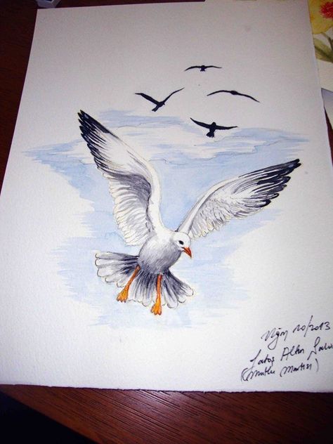 자수 디자인, Bird Pictures, Bird Drawings, Sea Birds, Watercolor Bird, Ocean Art, Birds Painting, Canvas Art Painting, Beach Art