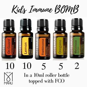 Kids Immune Bomb Essential Oils For Thyroid, Doterra Oils Recipes, Roller Bottle Recipes, Roller Blends, Essential Oils For Babies, Doterra Oil, Doterra Essential Oils Recipes, Essential Oils For Kids, Essential Oil Remedy