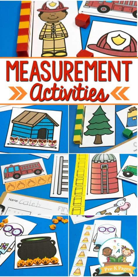 Preschool Measurement Activities. Teach your little learners how to use non-standard units of measurement with these fun, hands-on activities! #preschool #prek #prekpages Pre K Measurement Activities, Preschool Measurement Activities Free Printables, Measurement Activities Preschool, Mandala Tattoo Lotus, Preschool Measurement, Measure Activities, Weight Activities, Preschool Number Activities, Teaching Measurement