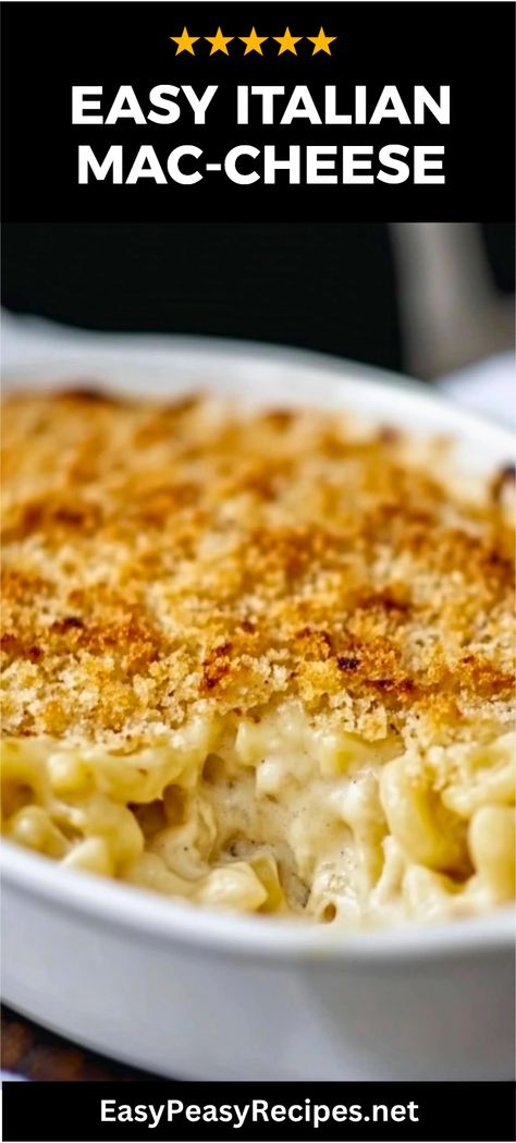 Craving something cheesy and delicious? Try this quick and easy Italian Mac & Cheese! Perfect for a cozy dinner or when you want to impress your friends with a crowd-pleasing dish. This mouth-watering recipe combines gooey cheese with comforting pasta, seasoned with Italian herbs. In just a few steps, you’ll have a scrumptious meal ready in no time. It's simple to make yet bursting with flavor – ideal for families and weekday dinners. Get the recipe now and enjoy this cozy classic today! Italian Mac And Cheese, Easy Mac N Cheese Recipe, Homemade Mac And Cheese Recipe, Quick Pasta Dishes, Comfort Pasta, Fakeaway Recipes, Easy Mac And Cheese, Homemade Mac And Cheese, Pasta Side Dishes