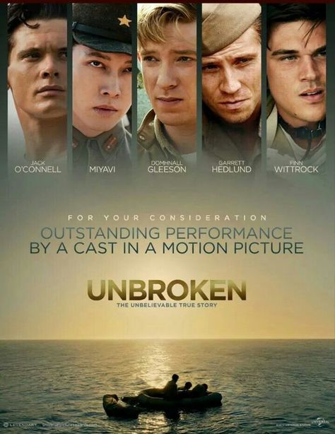 Unbroken (Invincible) - Angelina Jolie, 2014 - Jack O'Connell, Takamasa Ishihara, Domhnall Gleeson, Finn Wittrock, Garrett Hedlund Movies Based On True Stories, Interesting Movies, Angelina Jolie Movies, American Movies, Jack O'connell, Sports Movies, Movies Worth Watching, Movie Time, Christian Movies