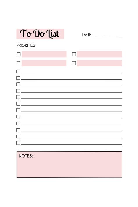 To Do List Digital Template, Pink To Do List Template, To Do List Pink Aesthetic, Task List Aesthetic, To Do List Aesthetic Study, Homemaker Binder, Todo List Aesthetic, Todo List Printable, Pink To Do List