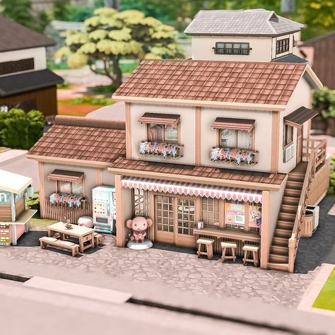 Bubble tea store 🧋🌸 | noCC 🛠️ packs used: EP: Snowy escape, For rent, High school years SP: Romantic Garden 🏷️: @ea @thesims #sccregram… | Instagram Ts4 Snowy Escape Cc, Bubble Tea Store Design, Sims Snowy Escape House, Sims 4 Bakery Build Layout, Sims 4 Bubble Tea, Cute Sims House, Snowy Escape House Sims 4, Sims 4 Bubble Tea Shop, Sims 4 Cafe Ideas