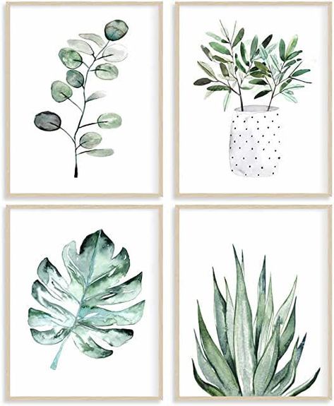 Botanical Poster, Minimalist Wall Decor, Décor Boho, Leaf Wall Art, Botanical Painting, Green Wall Art, Boho Dekor, Green Decor, Plant Print