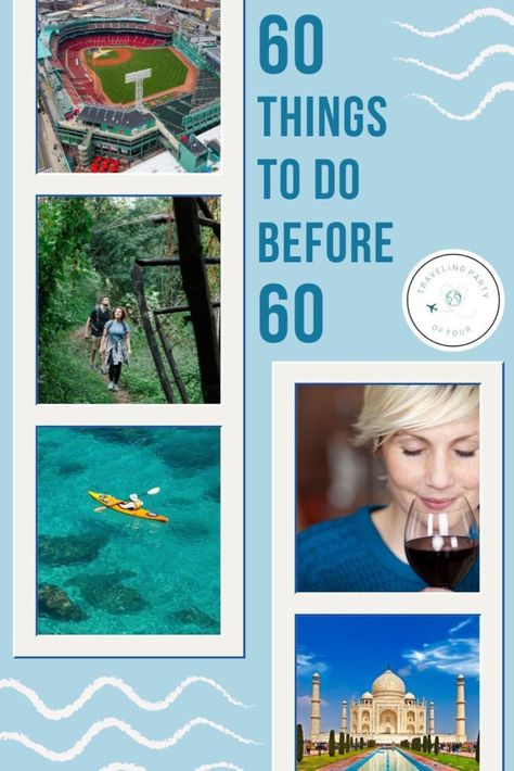 Don't let turning 60 slow you down! Get out there and do something new--like learning a language or taking up painting. Here are some ideas for things to cross off your bucket list before hitting the big 6-0. 60 Before 60 Bucket List, 60 Things To Do Before You Turn 60, Bucket List Ideas For Women, Outdoor Hobbies, Goals List, Learning A Language, 62nd Birthday, 2023 Goals, Up Painting