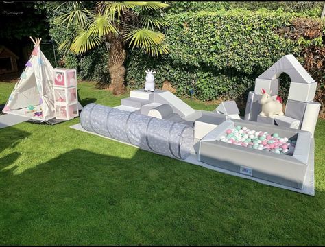 1st Birthday Soft Play, Outdoor Soft Play Area, Diy Soft Play Area, Party Rental Ideas, Kids Party Rentals, Soft Play Area, Baby Boy Newborn Photography, Backyard Kids Play Area, Baby Play Activities