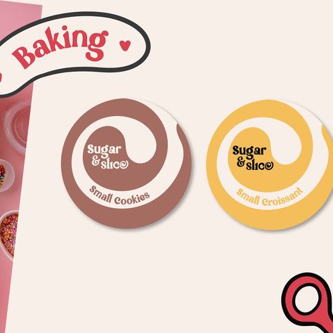 Welcome to the world of Sugar & Slice 🧁🍰 Where everything is home-baked with love & care ❤️ Viana’s passion for baking started with cakes and soon turned into a full fledged home- bakery! 💯🤞 She wanted to go for a unique, playful logo that represents her personality and passion for baking 👩‍🍳 Instead of the usual cake slice or a whisk, we went for a fun and unique mark that combines the swirl of a frosting with the charm of a cookie 🍪The uneven, curvy shape mirrors the homemade feel that ma... Baked With Love Logo, Baking Names Ideas With Logo, Logo For Baking Business, Oven Logo Bakery, Bakery Wordmark Logo, Cake Slice, Home Bakery, Frosting, Swirl