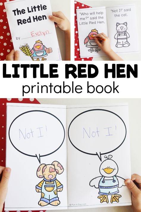 Free Little Red Hen Printable Book Little Red Hen Activities, Hen Activities, Retelling Activities, Story Retelling, The Little Red Hen, Pocket Chart Activities, Preschool Centers, Free Preschool Printables, Education Games