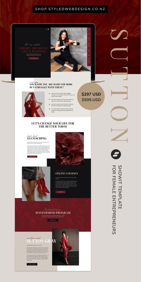 Discover the epitome of elegance with Styled Web Shop's collection of sophisticated website templates. Use Code: STYLEUP Lux Website Design, Aesthetic Website Layout, Websites Aesthetic, Minimalism Web Design, Elegant Web Design, Personal Brand Website, Aesthetic Website Design, Coaching Website Design, Portfolio Website Design Inspiration