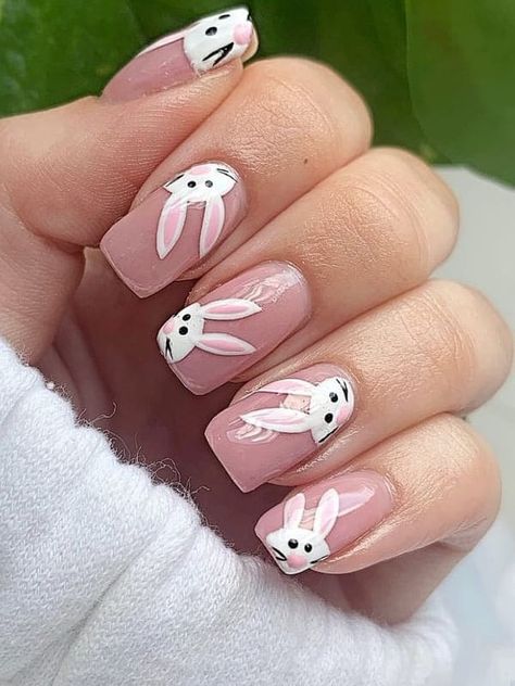 cute bunny nail design Easter Nails Design Spring, Easter Nail Art Designs, Easter Nail, Bunny Nails, Easter Nail Designs, Easter Nail Art, Spring Nail Art, Easter Nails, Pastel Nails