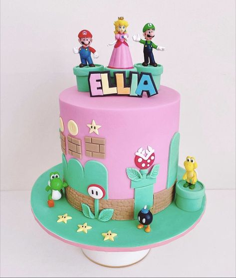 Super Mario Peach Cake, Princess Peach Cake Birthdays, Princess Peach Cake, Super Mario Peach, Princess Peach Party, Mario Birthday Cake, Dora Cake, Peach Birthday, Super Mario Cake