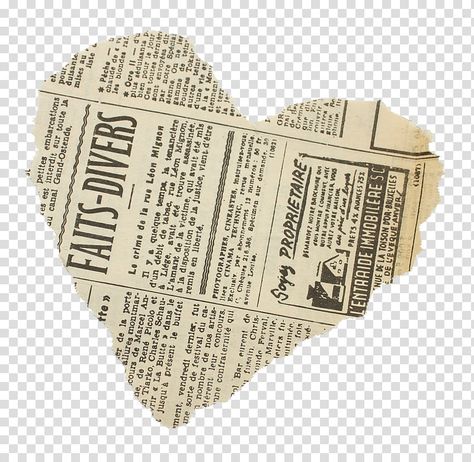 newspaper heart sticker Aesthetic Newspaper Stickers, Heart Newspaper, Newspaper Cutout, Brown Stickers, Collage Cutouts, Folklore Album, Diy Photo Book, Paper Background Design, Butterfly Poster