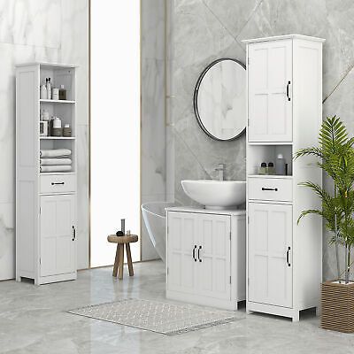 Premium kleankin Bathroom Storage Cabinet Linen Tower with 3 Open Shelves White, Home Decor Pedestal Sink Cabinet, Narrow Bathroom Cabinet, Hallway Wardrobe, Towel Cabinet, Bathroom Sink Cabinet, Slim Bathroom Storage Cabinet, Slim Storage Cabinet, Slim Bathroom Storage, Daily Hygiene