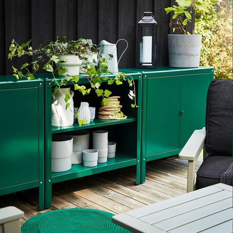 Ideas Armario, Green Cabinet, Ikea Outdoor, Outdoor Shelves, Outdoor Cabinet, Style Deco, Shelf Unit, Garden Storage, House Doctor