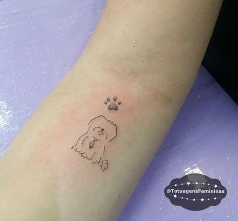 Pin description Lhasa Apso Tattoo, Shih Tzu Tattoo Minimalist, Shihtzu Tattoos, Shih Tzu Tattoo, Puppy Tattoo, Minimal Tattoo Designs, Minimal Tattoo Ideas, Perro Shih Tzu, Dog Paw Tattoo