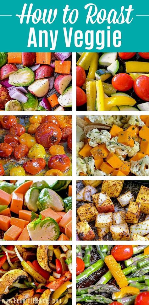 Vegetable Roasting Times, Oven Roasted Veggies, How To Roast Vegetables, Vegetables In The Oven, Best Roasted Vegetables, Roasted Veggies Recipe, Roasted Vegetables Recipe, Thanksgiving Vegan, Roasted Veggies In Oven