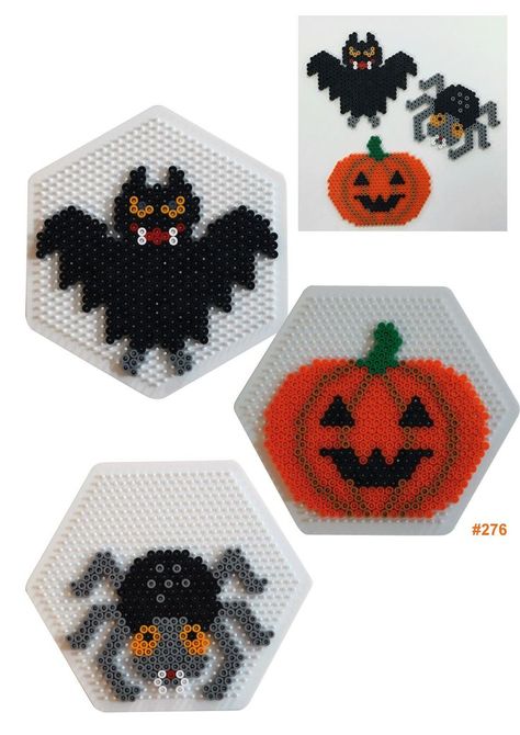 Hama Beads Halloween, Bead Pumpkin, Bricolage Halloween, Melty Bead Patterns, Pearl Beads Pattern, Easy Perler Beads Ideas, Art Perle, Hama Beads Design, Perler Bead Templates