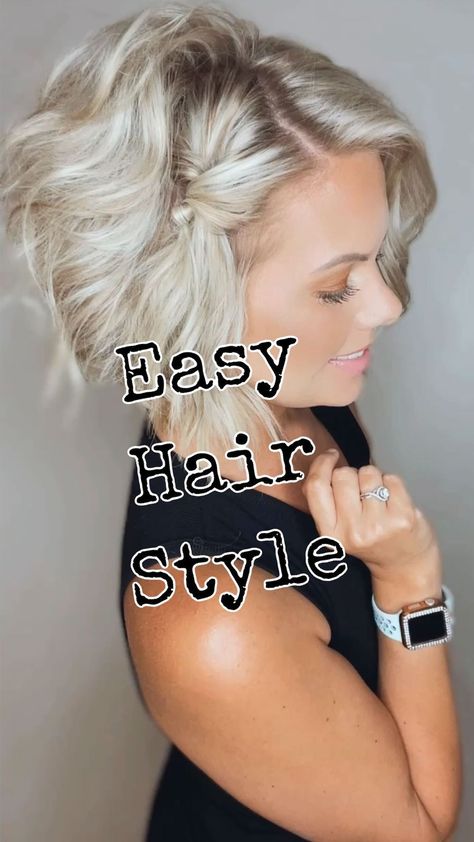 Short on time? Try this simple style today! Works great on straight or curly hair! Tag me if you try it and share with a friend! Like a… | Instagram Short Hair Updo Easy, Straight Or Curly Hair, Curly Hair Dos, Short Hair Dos, Formal Hairstyles For Short Hair, Short Hair Up, Short Hairstyles Fine, Wavy Bob, Easy Hair Updos