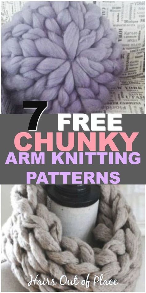 7 free chunky knitting patterns that are great arm knitting projects for beginners. Whether you want to learn how to make a chunky knit blanket or scarf, these arm knitting patterns are just what you need. #knitting #chunkyyarn #chunkyknitting #diycrafts #diy #easydiy #blankets #pillows #scarves #homedecor #knittingpatterns Arm Knitting For Beginners, Crochet Big Yarn Projects, How To Arm Knit, What To Do With Chunky Yarn, Scarf Diy Knit, Extra Chunky Yarn Projects, Arm Knitting Blanket For Beginners, Finger Knitting For Beginners Tutorials, Chunky Knit Scarf Pattern Free