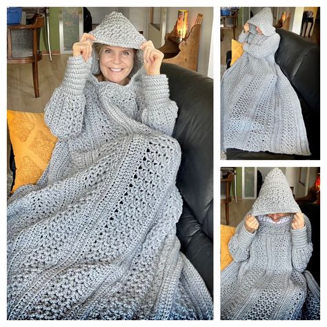 Blanket With Arms, Pattern Couch, Blankets Crochet, Crocheted Blankets, Comfy Cardigan, Cozy Couch, Couch Blanket, Blanket Sweater, I Love This Yarn