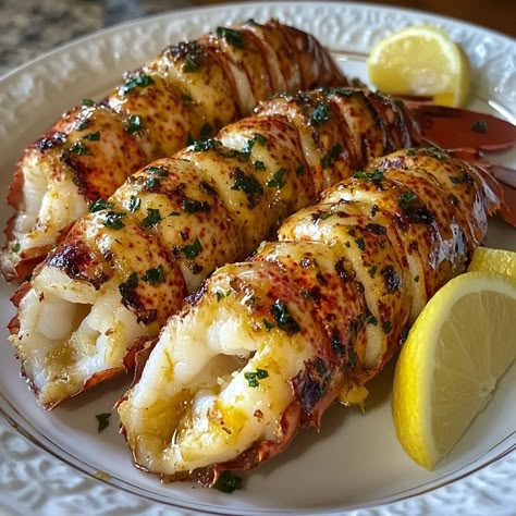 Treat yourself with this irresistible garlic butter lobster tail recipe. Perfectly baked lobster tails in rich garlic butter sauce – the ultimate seafood luxury. Baked Lobster Tail Oven Recipe, Large Lobster Tail Recipe, Baked Stuffed Lobster Tails, Surf And Turf Recipes Lobster Tails, How To Cook Lobster Tails On Stove, Lobster In Oven, Baked Lobster Tail Oven, Cajun Lobster Tail Recipe, Lobster Tail Recipe Steamed