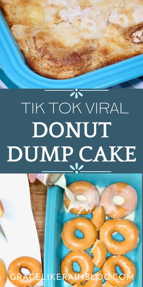 Krispy Kreme Cake, Stovetop Appetizers, Trending Desserts, Tiktok Dump, Easy Dump Cake Recipe, Condensed Milk Cake, Viral Recipes, Krispy Kreme Donuts, Donut Cake