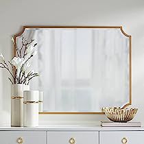 Gold Vanity Mirror, Bathroom Upstairs, Foyer Ideas, Bath Redo, Mirror Dining Room, Decorative Wall Mirror, Vanity Wall Mirror, Gold Mirror Wall, Mirror Design Wall