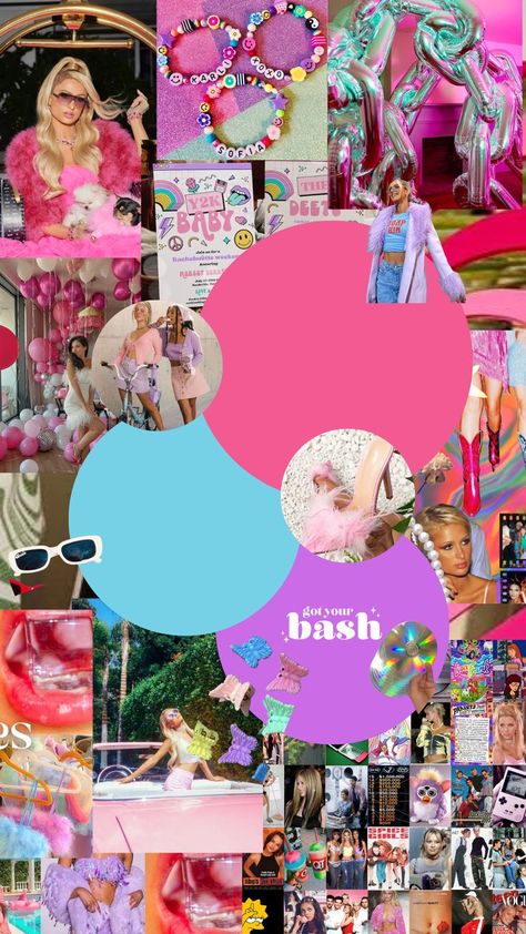 Paris Hilton Party Theme, Bachelorette Party Mood Board, Y2k Party Theme, Y2k Bachelorette Party, Party Mood Board, Y2k Bachelorette, Bachelorette Sleepover, 2000s Theme, Hens Party Themes