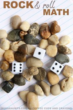 Use rocks and dice to work on this rock and roll place value math activity! Outdoor Math Games, Math Activities For Kids, Math Place Value, Nature School, Fun Math Games, Math Methods, Math Activity, Math Activities Preschool, Mental Math