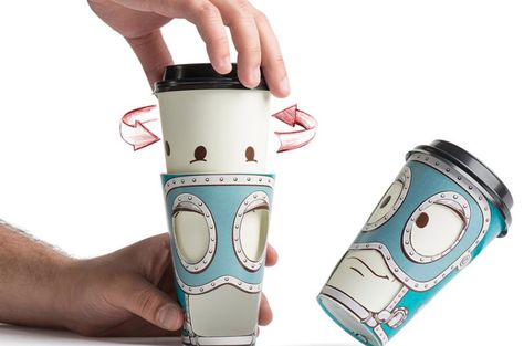 This coffee sleeve is the bomb! Coffee Sleeve Design, Paper Cup Design, Coffee Cup Art, Cafe Concept, Design Café, Cute Coffee Cups, Coffee Cup Design, Awesome Food, Bottle Sleeves