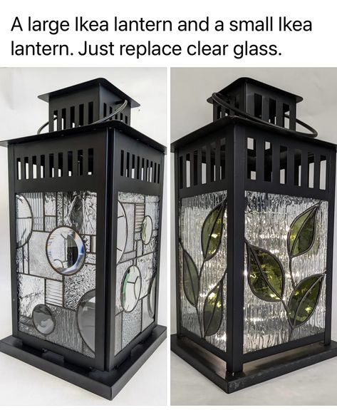 Ikea Lanterns, Funky Lamp, Stained Glass Lantern, Painted Lanterns, Funky Lamps, Stained Glass Patterns Free, Stained Glass Light, Glass Projects, Tiffany Lamps