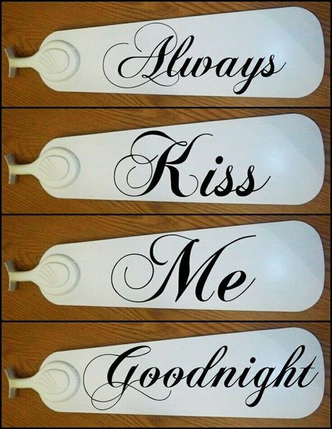 30 Artistic Ceiling Fan Blade Art  Ideas Ceiling Fan Crafts, Fan Blade Art, Ceiling Fan Art, Ceiling Fan Makeover, Kiss Me Goodnight, Always Kiss Me Goodnight, Ceiling Fan Blades, Hampton Bay, Fan Blades