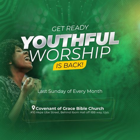 Youthful worship flyer design The Covenant, Flyer Design, Worship, Bible