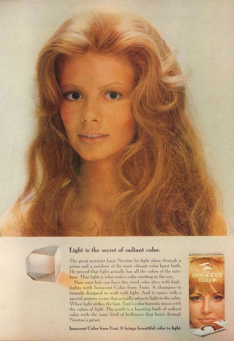 Hair Product Ads, 70s Feathered Hair, 70s Blonde, 1970s Hairstyles, Feathered Hair, Product Ads, Beauty Ads, 70s Hair, Retro Makeup