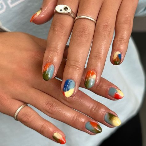 Watercolour nails in these colours 👌 . . . . #watercolournails #marblenails #nailartaddict #nailartclub #showscratch #leafgel #hemafree… | Instagram Multi Colour Nails, Multicolour Nails, Watercolour Nail Art, Watercolour Nails, Mix And Match Nails, Multicolored Nails, Dark Summer, Funky Nail Art, Summer Gel Nails