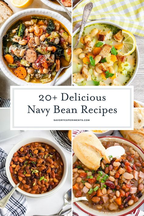 Navy Bean Recipes, Beans Recipe Healthy, Simple Baked Beans Recipe, Dry Beans Recipe, Bean And Vegetable Soup, Navy Bean Soup, Slow Cooker Beans, Lemon Spaghetti, Navy Beans