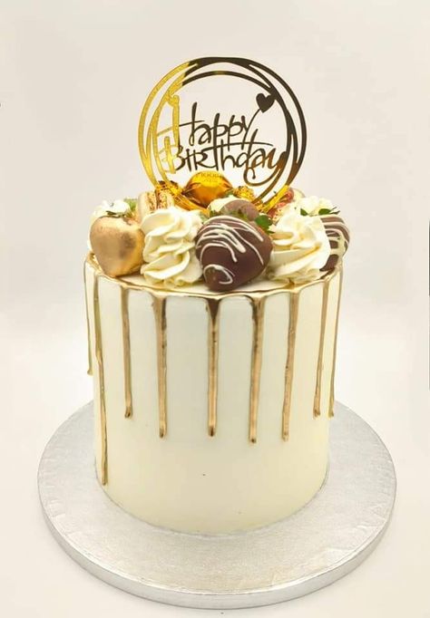 Golden Birthday Cakes, Deco Cake, Gold Birthday Cake, 50th Cake, 2 Tier Cake, Small Wedding Cakes, Birthday Cakes For Men, Creative Birthday Cakes, Creative Birthday