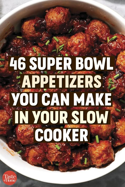 Super Bowl Appetizers, Superbowl Food Appetizers, Football Food Appetizers, Easy Super Bowl, Slow Cooker Appetizers, Football Party Foods, Crockpot Appetizers, Party Bites, Bowl Party Food